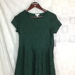 Dress Girls Medium Green Eyelet w Lining NEW
